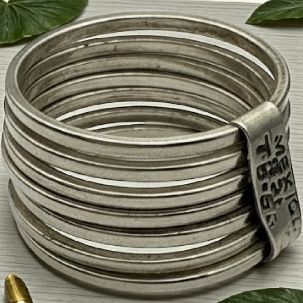 Silver 7 Stacked Ring Vintage Mexico Unisex  stamped 925 Vintage 1970’s 19.15 G​ - Picture 4 of 5